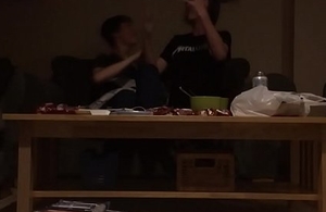 Twosome Gay Walruses Moshing overhead a Couch